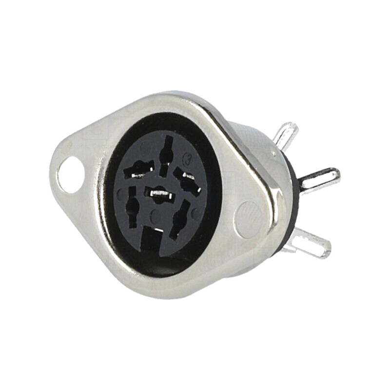 Conector: DIN; soclu; mamă; PIN: 6; 240°; drept; lipire Conector: DIN; soclu; mamă; PIN: 6; 240°; drept; lipire