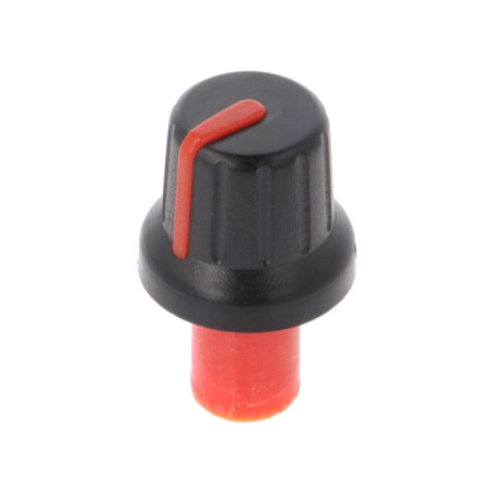Buton rotativ; cu indicator; ABS; Øax: 6mm; Ø16x14,4mm; neagră