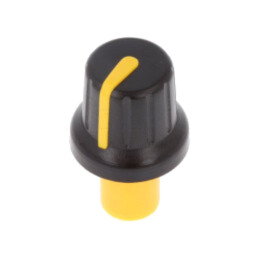 Buton rotativ; cu indicator; ABS; Øax: 6mm; Ø16x14,4mm; neagră