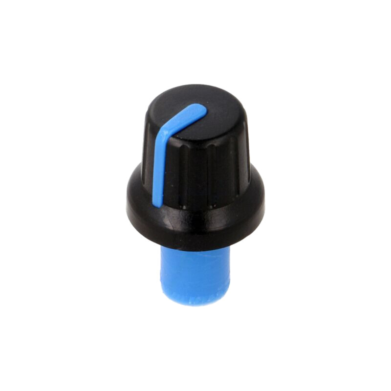 Buton rotativ; cu indicator; ABS; Øax: 6mm; Ø16x14,4mm; neagră Buton rotativ; cu indicator; ABS; Øax: 6mm; Ø16x14,4mm; neagră
