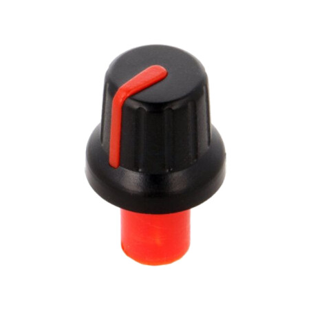 Buton rotativ; cu indicator; ABS; Øax: 6mm; Ø16x14,4mm; neagră