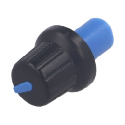 Buton rotativ; cu indicator; ABS; Øax: 6mm; Ø16x14,4mm; neagră