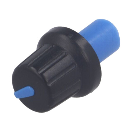 Buton rotativ; cu indicator; ABS; Øax: 6mm; Ø16x14,4mm; neagră