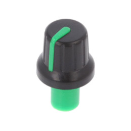 Buton rotativ; cu indicator; ABS; Øax: 6mm; Ø16x14,4mm; neagră