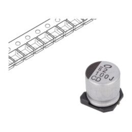 Condensator: electrolitic; low ESR; SMD; 100uF; 63VDC; Ø10x10mm
