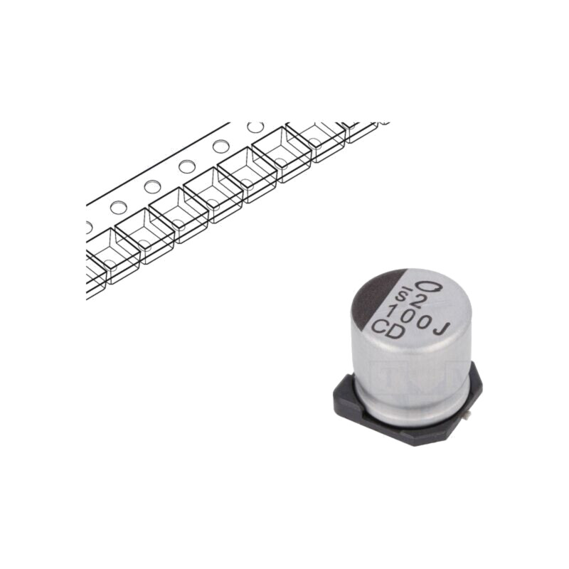 Condensator: electrolitic; low ESR; SMD; 100uF; 63VDC; Ø10x10mm Condensator: electrolitic; low ESR; SMD; 100uF; 63VDC; Ø10x10mm