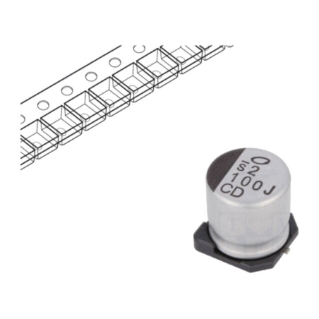 Condensator: electrolitic; low ESR; SMD; 100uF; 63VDC; Ø10x10mm