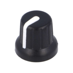 Buton rotativ; miniaturale,cu indicator; Øax: 6,35mm; neagră