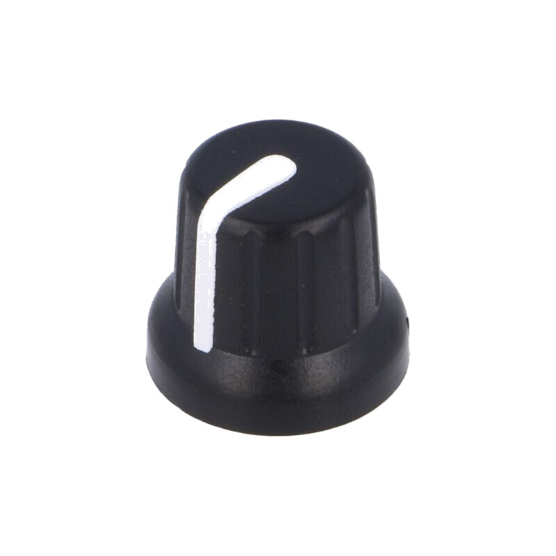 Buton rotativ; miniaturale,cu indicator; Øax: 6,35mm; neagră