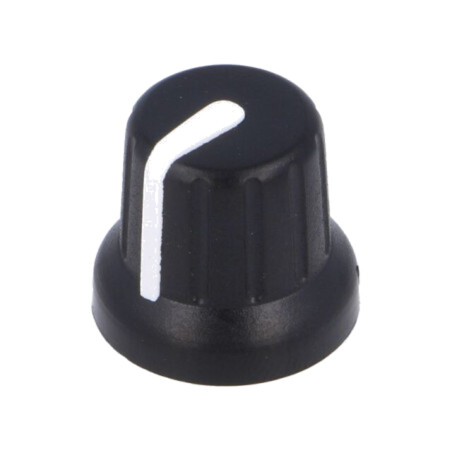 Buton rotativ; miniaturale,cu indicator; Øax: 6,35mm; neagră