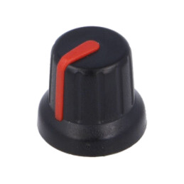 Buton rotativ; miniaturale,cu indicator; Øax: 6,35mm; neagră