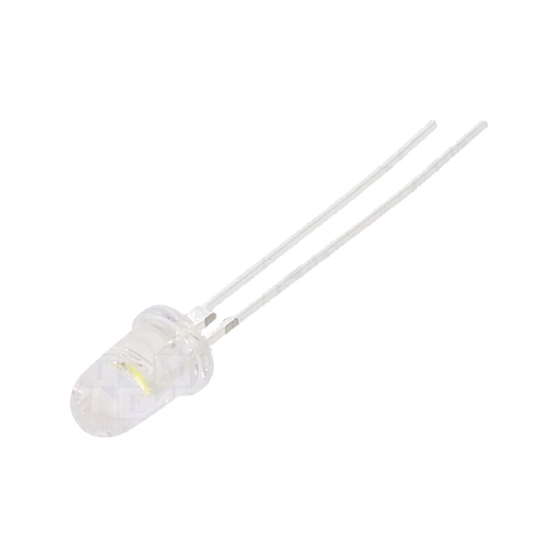 LED; alb rece; 5mm; 90000÷110000mcd; 8°; Parte frontală: convex