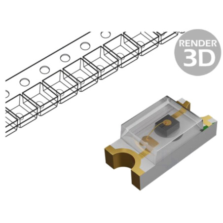 LED; albastru; SMD; 0805; 90÷200mcd; 2,8÷3,5VDC; 2x1,25x0,7mm; 140°