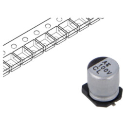 Condensator: electrolitic; low ESR; SMD; 100uF; 35VDC; Ø6,3x7,7mm