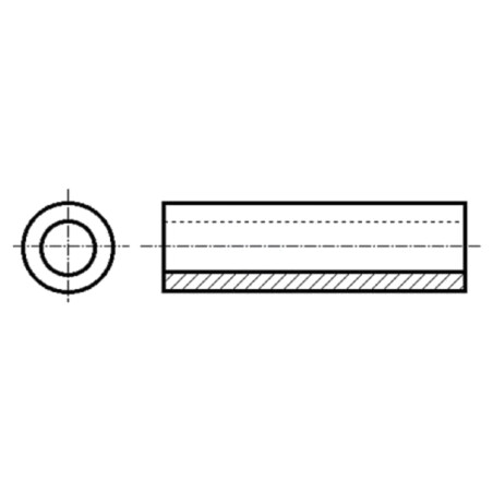 Manşon distanţier; 19,05mm; cilindric; aluminiu; Diam.ext: 4,24mm