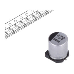 Condensator: electrolitic; low ESR; SMD; 470uF; 6,3VDC; Ø6,3x7,7mm