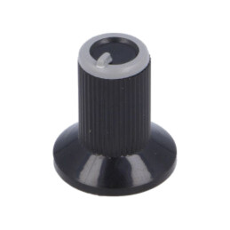Buton rotativ; cu flanşă; plastic; Øax: 6mm; Ø10x19mm; neagră; gri