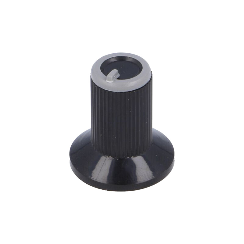 Buton rotativ; cu flanşă; plastic; Øax: 6mm; Ø10x19mm; neagră; gri Buton rotativ; cu flanşă; plastic; Øax: 6mm; Ø10x19mm; neagră; gri