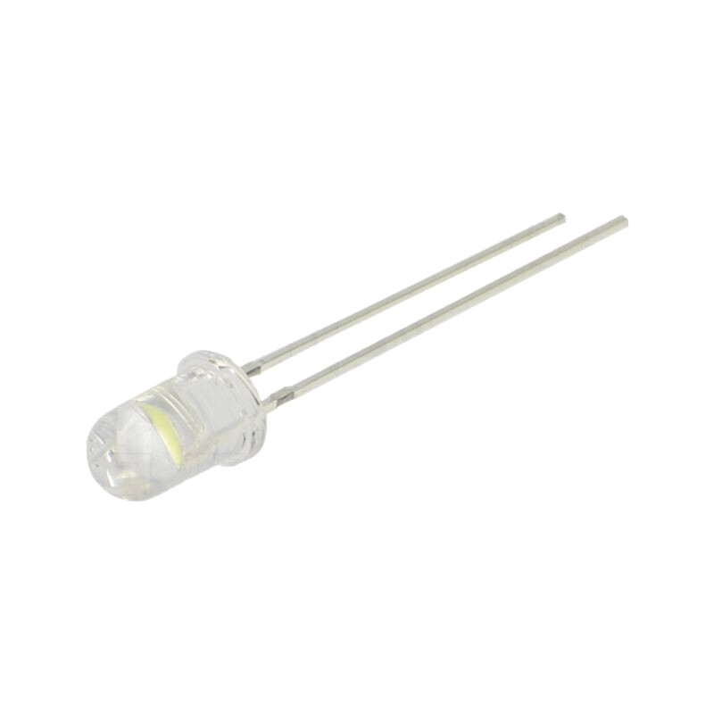 LED; albă; 5mm; 60°; Parte frontală: convex; 11,5÷12VDC; Nr.term: 2
