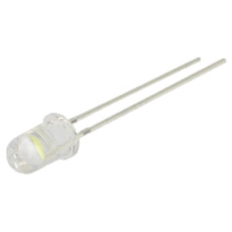 LED; albă; 5mm; 60°; Parte frontală: convex; 11,5÷12VDC; Nr.term: 2