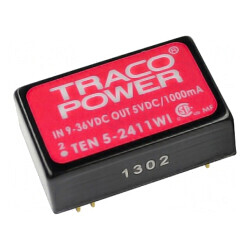 Convertor: DC/DC 5W Uintr: 9÷36V Uieş: 12VDC Uieş2: -12VDC DIP24: cod: TEN5-2422WI,  | Electronic-mag.ro | Componente Electronice