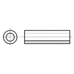 Manşon distanţier; 9,53mm; cilindric; aluminiu; Diam.ext: 4,24mm