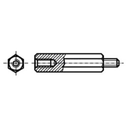 Piuliţă-distanţieră filetată; 6mm; Filet int: M4; Filet ext: M4