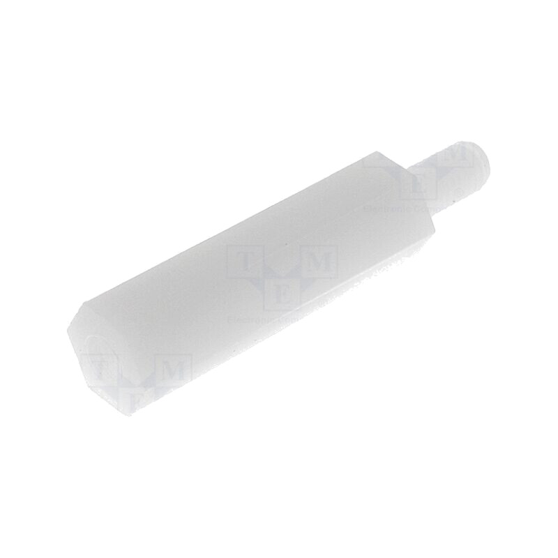 Piuliţă-distanţieră filetată; hexagonală; poliamidă; M3; M3; 22mm Piuliţă-distanţieră filetată; hexagonală; poliamidă; M3; M3; 22mm
