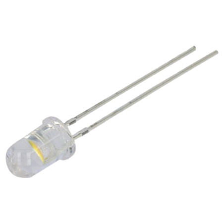 LED; alb cald; 5mm; 8400÷10000mcd; 90°; Parte frontală: convex