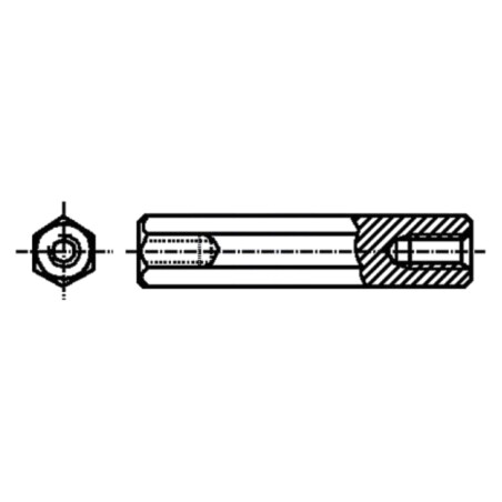 Piuliţă-distanţieră filetată; 46mm; Filet int: M3; hexagonală