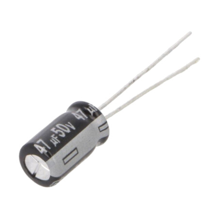 Condensator: electrolitic; THT; 47uF; 50VDC; Ø6,3x11,2mm; ±20%