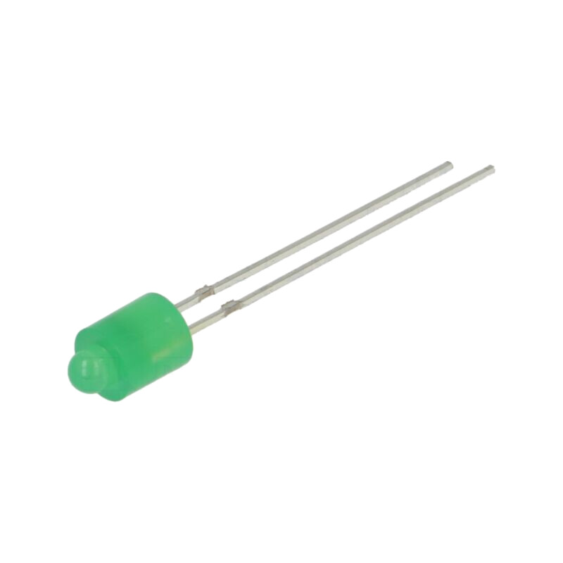 LED; verde; 3mm; 150mcd; 60°; Parte frontală: plat; Nr.term: 2; 240mW LED; verde; 3mm; 150mcd; 60°; Parte frontală: plat; Nr.term: 2; 240mW