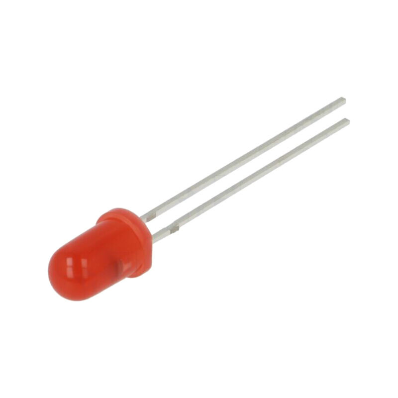 LED; roşie; 5mm; 45mcd; 60°; Parte frontală: convex; Nr.term: 2