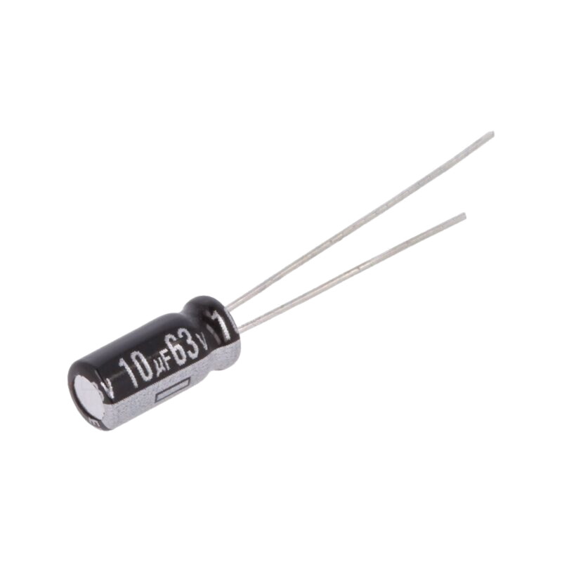 Condensator: electrolitic; THT; 10uF; 63VDC; Ø5x11mm; Raster: 2mm Condensator: electrolitic; THT; 10uF; 63VDC; Ø5x11mm; Raster: 2mm