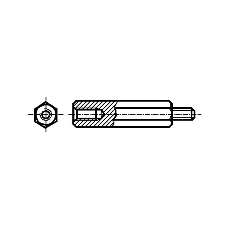 Piuliţă-distanţieră filetată; 11mm; Filet int: M2,5; hexagonală