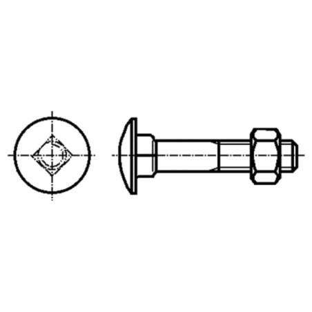 Şurub; M6x65; 1; Cap: buton; pătrată; oţel; zinc; DIN 603; 18mm