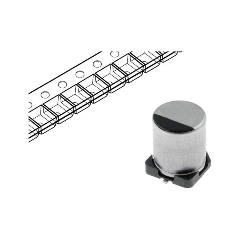 Condensator: electrolitic; low ESR; SMD; 47uF; 16VDC; Ø5x5,8mm Condensator: electrolitic; low ESR; SMD; 47uF; 16VDC; Ø5x5,8mm