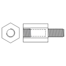 Piuliţă-distanţieră filetată; 5mm; Filet int: M3; Filet ext: M3