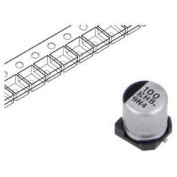 Condensator: electrolitic; SMD; 100uF; 4VDC; Ø5x5,8mm; ±20%; 2000h