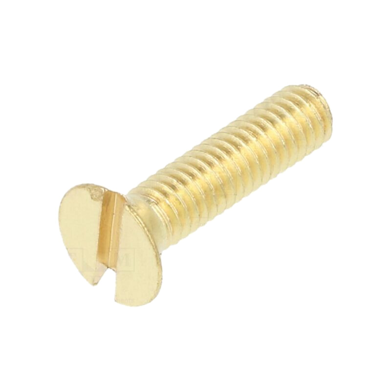 Şurub; M4x16; 0,7; Cap: îngropat; crestat; 1mm; alamă; fără înveliş Şurub; M4x16; 0,7; Cap: îngropat; crestat; 1mm; alamă; fără înveliş