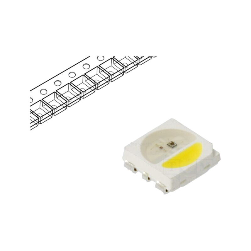 Programabilă LED; RGBW; SMD; 5050,PLCC6; 3,5÷7,5VDC; 5x5x1,6mm Programabilă LED; RGBW; SMD; 5050,PLCC6; 3,5÷7,5VDC; 5x5x1,6mm