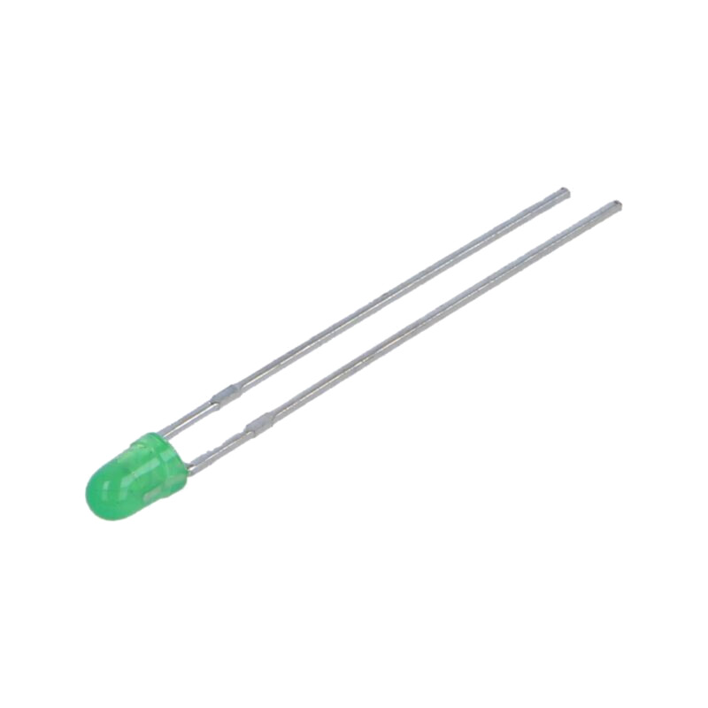 LED; verde; 3mm; 40mcd; 60°; Parte frontală: convex