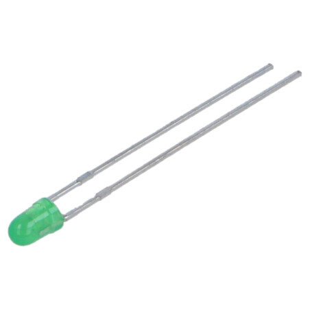 LED; verde; 3mm; 40mcd; 60°; Parte frontală: convex