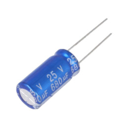 Condensator: electrolitic; THT; 680uF; 25VDC; Ø10x20mm; Raster: 5mm