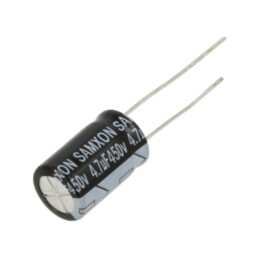Condensator: electrolitic; THT; 4,7uF; 450VDC; Ø10x20mm; ±20%; RD