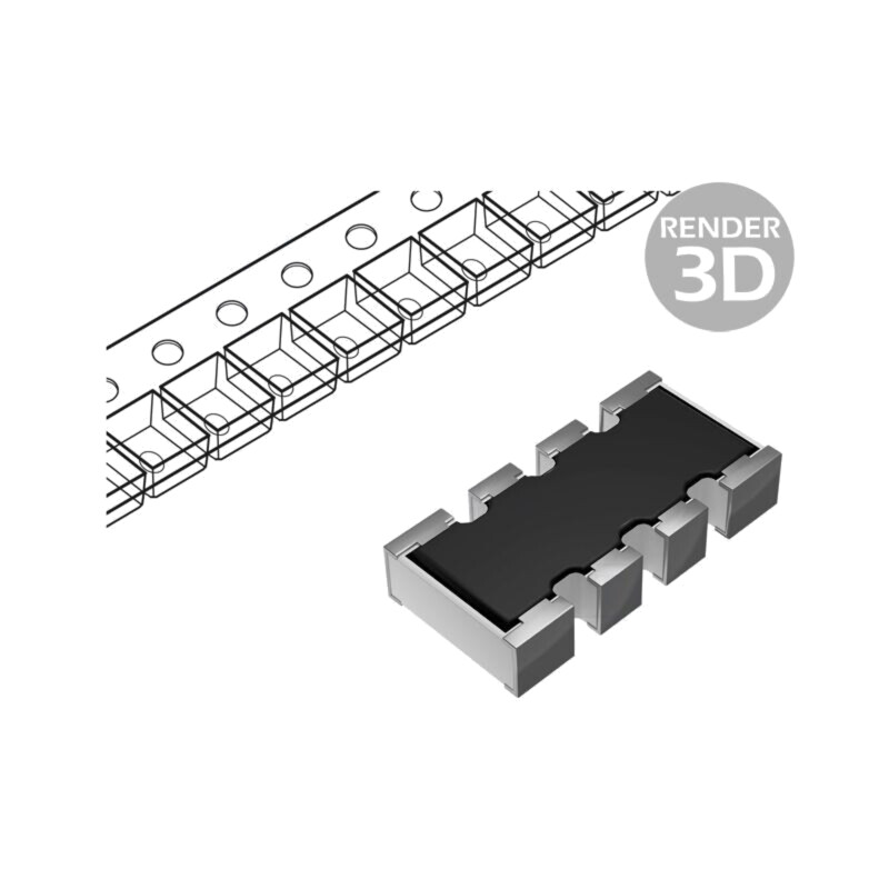 Rezistor multipolar: Y; SMD; 22Ω; ±5%; 62,5mW; Nr.rezistori: 8 Rezistor multipolar: Y; SMD; 22Ω; ±5%; 62,5mW; Nr.rezistori: 8