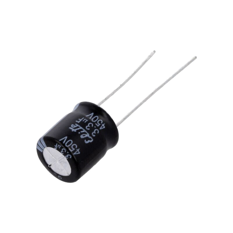 Condensator: electrolitic; THT; 3,3uF; 450VDC; Ø10x12,5mm; ±20%