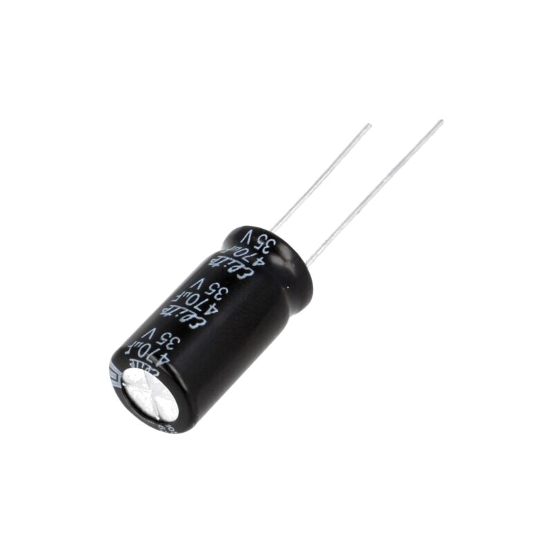 Condensator: electrolitic; THT; 470uF; 35VDC; Ø10x20mm; Raster: 5mm Condensator: electrolitic; THT; 470uF; 35VDC; Ø10x20mm; Raster: 5mm