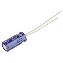Condensator: electrolitic; THT; 22uF; 35VDC; Ø5x11mm; Raster: 2,5mm