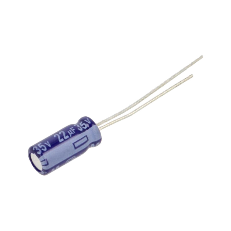 Condensator: electrolitic; THT; 22uF; 35VDC; Ø5x11mm; Raster: 2,5mm Condensator: electrolitic; THT; 22uF; 35VDC; Ø5x11mm; Raster: 2,5mm